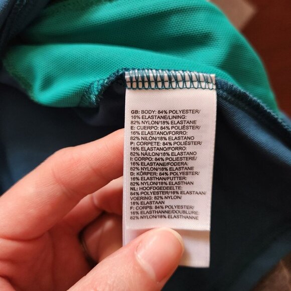 North Face Athletic Tank Top Teal Blue Zip Pocket Racerback Built in Bra - Picture 8 of 9